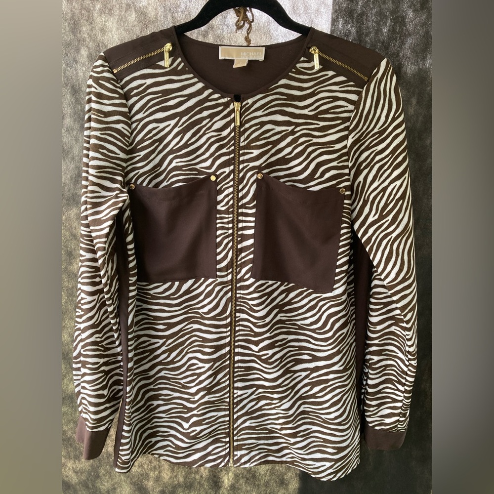 NWOT Micheal Kors Scoop Neck Zip Up